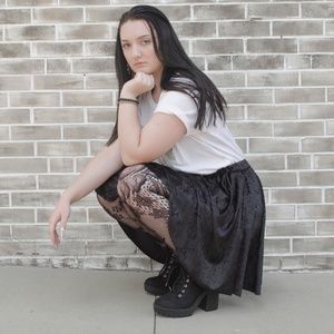 Seamlined Studios Dark Nights Black Crushed Velvet Circle Skirt